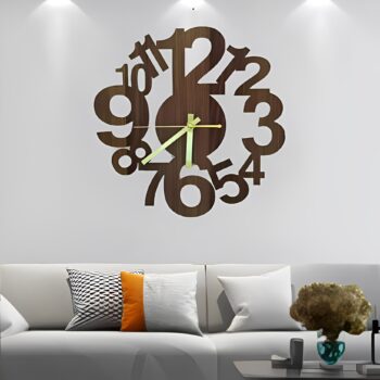 12 Numbers Modern 3D Laser Cut Wooden Wall Clock (NM1)