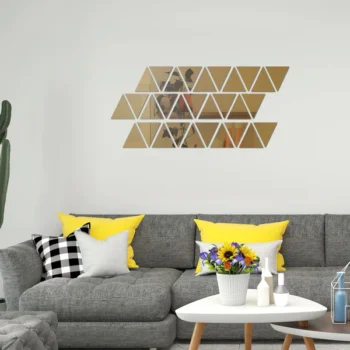 12pcs Rhombus Mirror Acrylic Wall Decor(RMAW) Golden