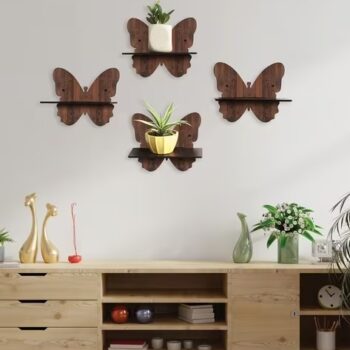 Butterfly Wall Hanging Laminated Wood Planter Stand (S3)