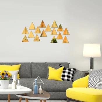 12pcs Triangles Pyramid Mirror Acrylic Wall Art(TMA) Golden