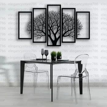 Evento Wooden Wall Art 5 frame Tree Panels Frame Wall Decor (EWW)