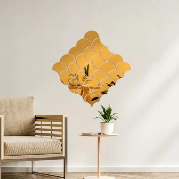 12pcs Fireclay Mirror Acrylic Wall Decor(FMA) Golden
