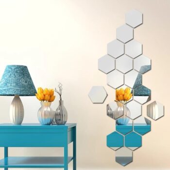 12pcs Hexagon Mirror Acrylic Wall Decor (HMA)