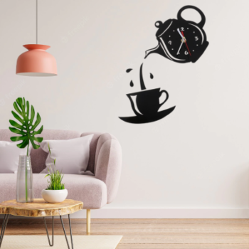 Kettle With Cup Laser Cut Wooden Wall Clock (kWC1)